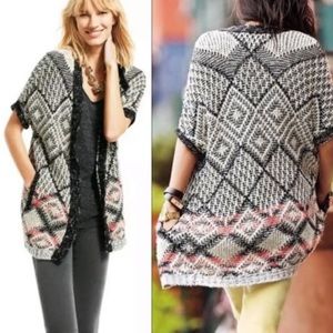 CAbi Black and White Open-Front Cardigan